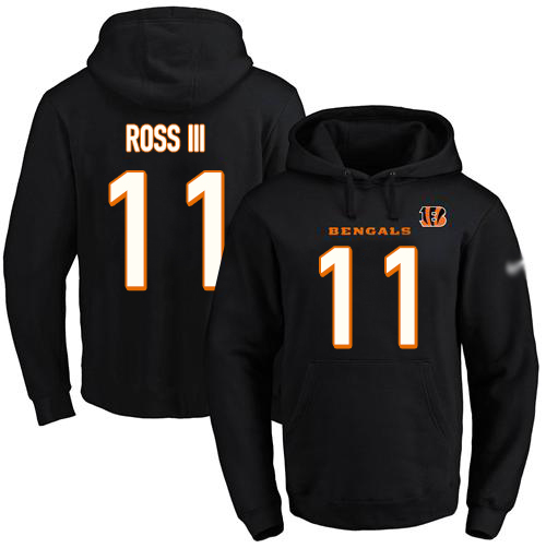 Bengals #11 John Ross III Black Name & Number Pullover Football Hoodie