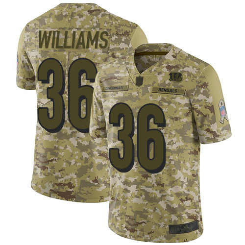 Bengals #36 Shawn Williams Camo Men's Stitched Football Limited 2018 Salute To Service Jersey