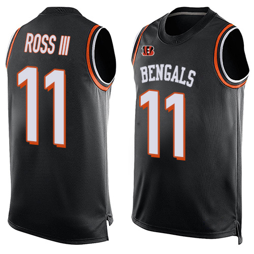 Bengals #11 John Ross III Black Team Color Men's Stitched Football Limited Tank Top Jersey