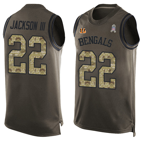 Bengals #22 William Jackson III Green Men's Stitched Football Limited Salute To Service Tank Top Jersey
