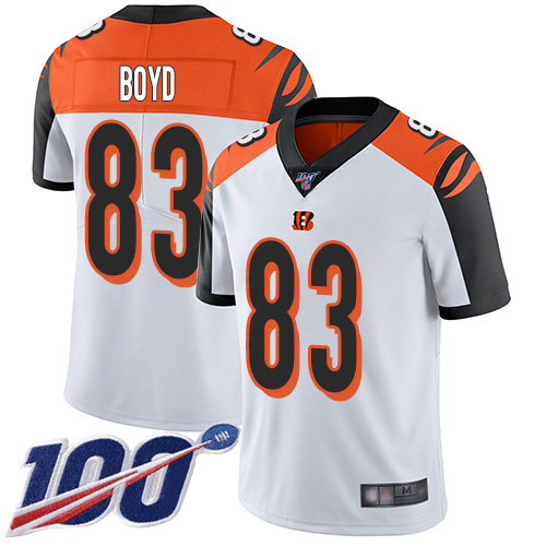 Bengals #83 Tyler Boyd White Men's Stitched Football 100th Season Vapor Limited Jersey