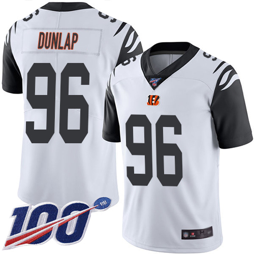 Bengals #96 Carlos Dunlap White Men's Stitched Football Limited Rush 100th Season Jersey