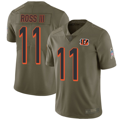 Bengals #11 John Ross III Olive Men's Stitched Football Limited 2017 Salute To Service Jersey