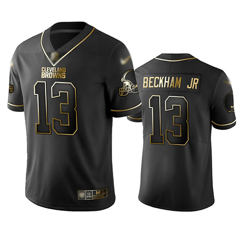 Browns #13 Odell Beckham Jr Black Men's Stitched Football Limited Golden Edition Jersey