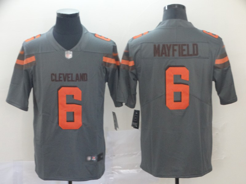 Browns #6 Baker Mayfield Gray Men's Stitched Football Limited Inverted Legend Jersey