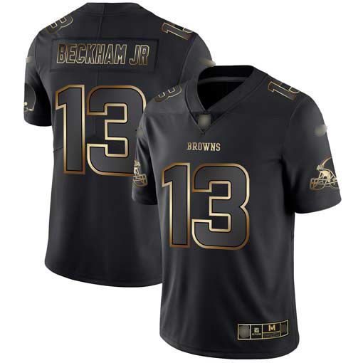 Browns #13 Odell Beckham Jr Black/Gold Men's Stitched Football Vapor Untouchable Limited Jersey