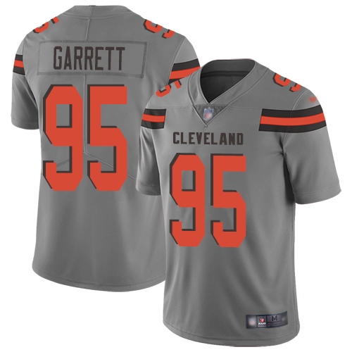 Browns #95 Myles Garrett Gray Men's Stitched Football Limited Inverted Legend Jersey