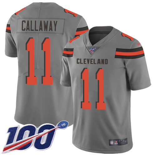 Browns #11 Antonio Callaway Gray Men's Stitched Football Limited Inverted Legend 100th Season Jersey