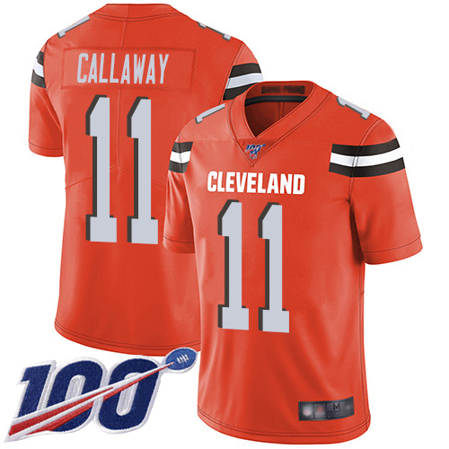 Browns #11 Antonio Callaway Orange Alternate Men's Stitched Football 100th Season Vapor Limited Jersey