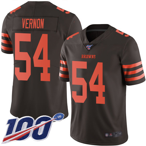 Browns #54 Olivier Vernon Brown Men's Stitched Football Limited Rush 100th Season Jersey