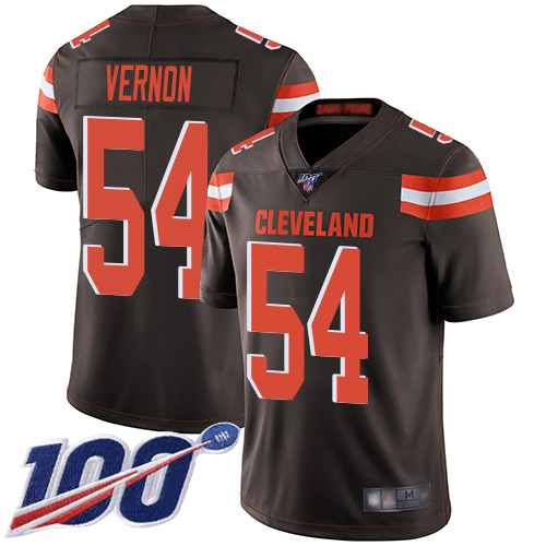 Browns #54 Olivier Vernon Brown Team Color Men's Stitched Football 100th Season Vapor Limited Jersey
