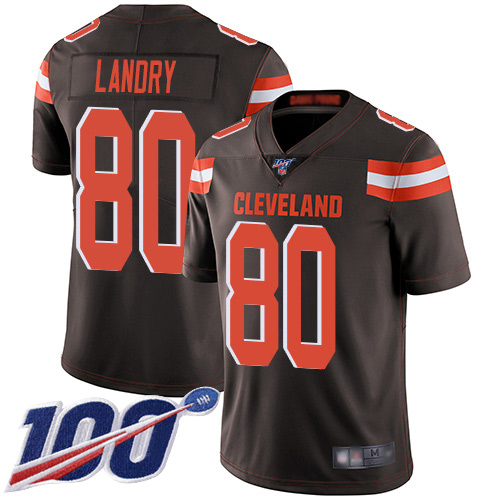 Browns #80 Jarvis Landry Brown Team Color Men's Stitched Football 100th Season Vapor Limited Jersey