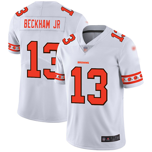 Browns #13 Odell Beckham Jr White Men's Stitched Football Limited Team Logo Fashion Jersey