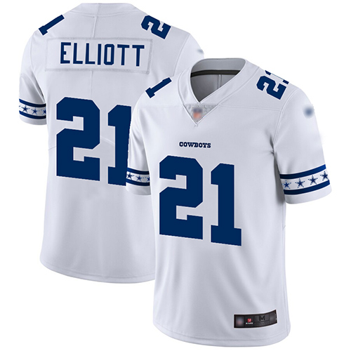 Cowboys #21 Ezekiel Elliott White Men's Stitched Football Limited Team Logo Fashion Jersey