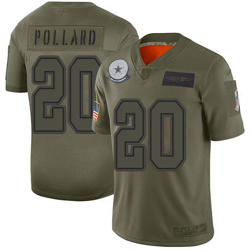 Cowboys #20 Tony Pollard Camo Men's Stitched Football Limited 2019 Salute To Service Jersey