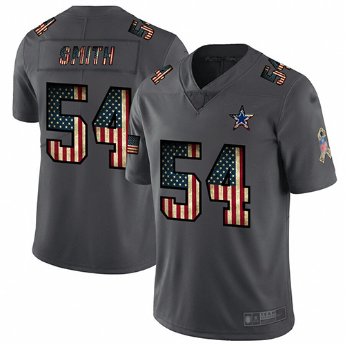 Cowboys #54 Jaylon Smith Carbon Black Men's Stitched Football Limited Retro Flag Jersey