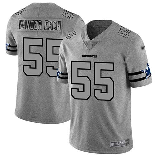 Cowboys #55 Leighton Vander Esch Gray Men's Stitched Football Limited Team Logo Gridiron Jersey