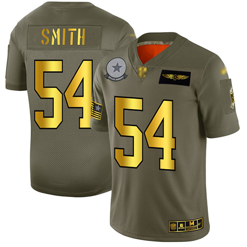 Cowboys #54 Jaylon Smith Camo/Gold Men's Stitched Football Limited 2019 Salute To Service Jersey