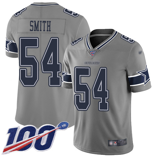 Cowboys #54 Jaylon Smith Gray Men's Stitched Football Limited Inverted Legend 100th Season Jersey