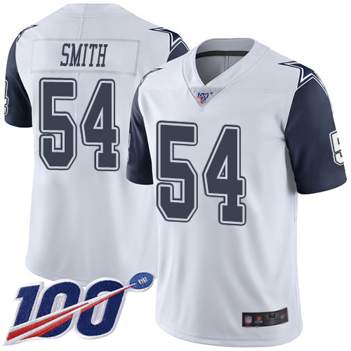 Cowboys #54 Jaylon Smith White Men's Stitched Football Limited Rush 100th Season Jersey