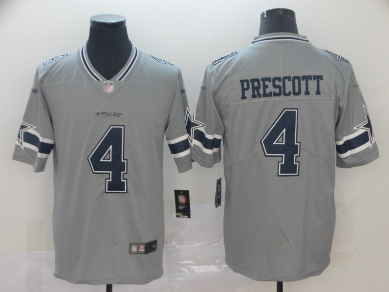 Cowboys #4 Dak Prescott Gray Men's Stitched Football Limited Inverted Legend Jersey