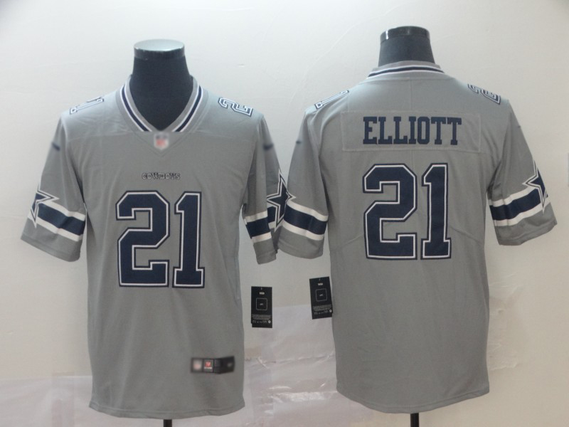 Cowboys #21 Ezekiel Elliott Gray Men's Stitched Football Limited Inverted Legend Jersey