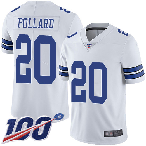 Cowboys #20 Tony Pollard White Men's Stitched Football 100th Season Vapor Limited Jersey