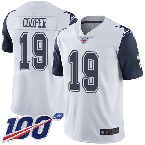 Cowboys #19 Amari Cooper White Men's Stitched Football Limited Rush 100th Season Jersey Cowboys #19 Amari Cooper White Men's Stitched Football Limited Rush 100th Season Jersey