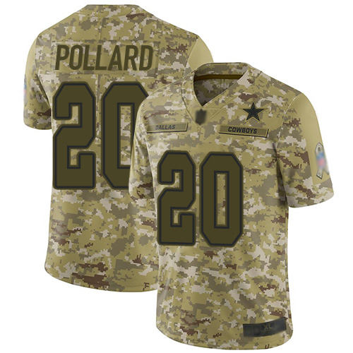 Cowboys #20 Tony Pollard Camo Men's Stitched Football Limited 2018 Salute To Service Jersey