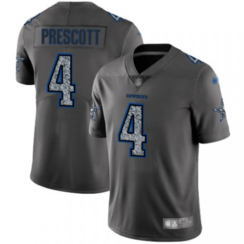 Cowboys #4 Dak Prescott Gray Static Men's Stitched Football Vapor Untouchable Limited Jersey