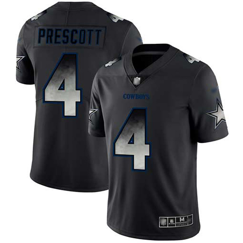 Cowboys #4 Dak Prescott Black Men's Stitched Football Vapor Untouchable Limited Smoke Fashion Jersey