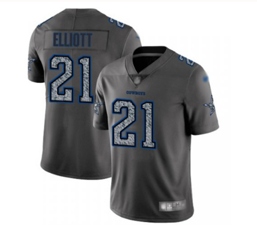 Cowboys #21 Ezekiel Elliott Gray Static Men's Stitched Football Vapor Untouchable Limited Jersey