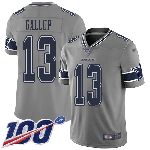 Cowboys #13 Michael Gallup Gray Men's Stitched Football Limited Inverted Legend 100th Season Jersey