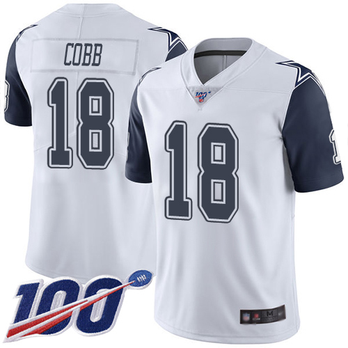 Cowboys #18 Randall Cobb White Men's Stitched Football Limited Rush 100th Season Jersey