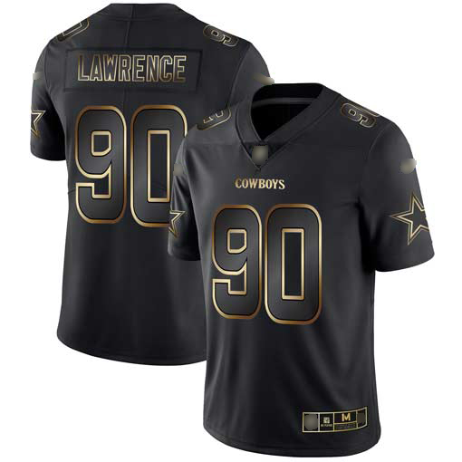 Cowboys #90 Demarcus Lawrence Black/Gold Men's Stitched Football Vapor Untouchable Limited Jersey
