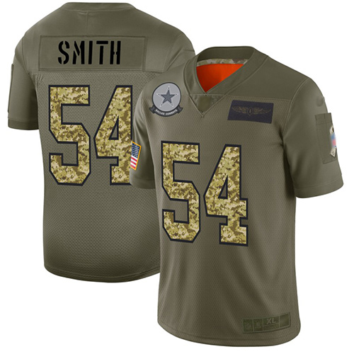 Cowboys #54 Jaylon Smith Olive/Camo Men's Stitched Football Limited 2019 Salute To Service Jersey
