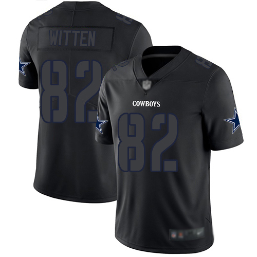 Cowboys #82 Jason Witten Black Men's Stitched Football Limited Rush Impact Jersey