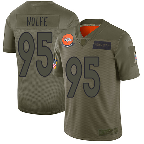 Broncos #95 Derek Wolfe Camo Men's Stitched Football Limited 2019 Salute To Service Jersey