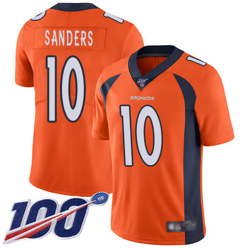 Broncos #10 Emmanuel Sanders Orange Men's Stitched Football 100th Season Vapor Limited Jersey