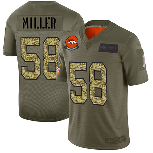 Broncos #58 Von Miller Olive/Camo Men's Stitched Football Limited 2019 Salute To Service Jersey