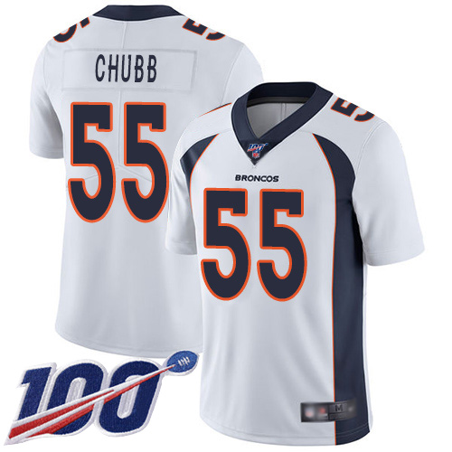 Broncos #55 Bradley Chubb White Men's Stitched Football 100th Season Vapor Limited Jersey