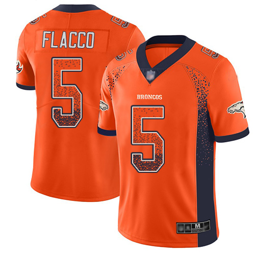 Broncos #5 Joe Flacco Orange Team Color Men's Stitched Football Limited Rush Drift Fashion Jersey