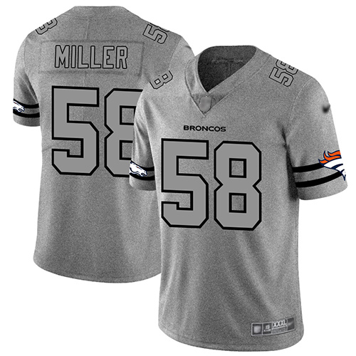 Broncos #58 Von Miller Gray Men's Stitched Football Limited Team Logo Gridiron Jersey