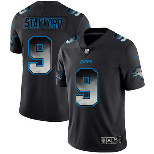 Lions #9 Matthew Stafford Black Men's Stitched Football Vapor Untouchable Limited Smoke Fashion Jersey