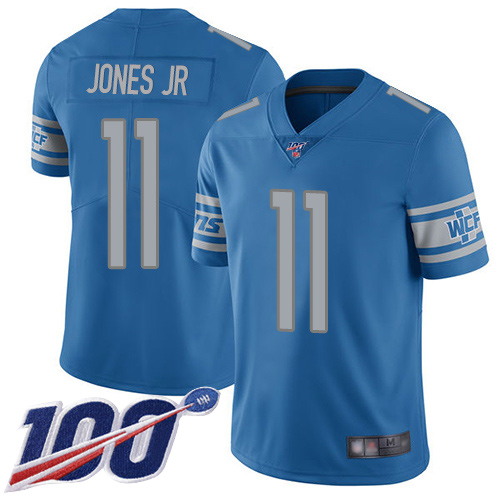 Lions #11 Marvin Jones Jr Blue Team Color Men's Stitched Football 100th Season Vapor Limited Jersey