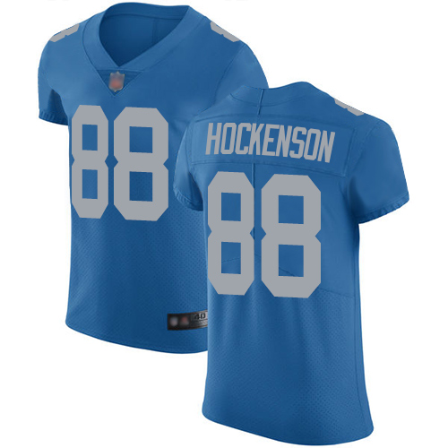 Lions #88 T.J. Hockenson Blue Throwback Men's Stitched Football Vapor Untouchable Elite Jersey