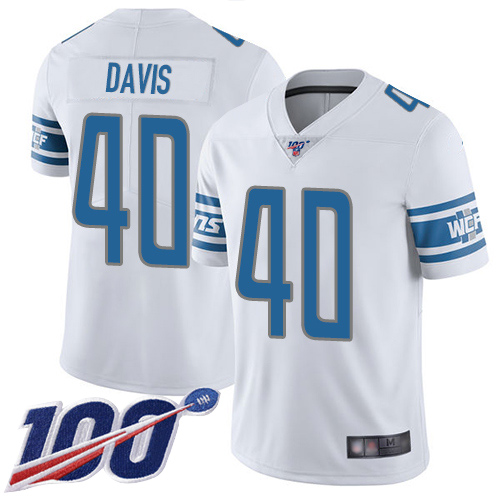 Lions #40 Jarrad Davis White Men's Stitched Football 100th Season Vapor Limited Jersey Lions #40 Jarrad Davis White Men's Stitched Football 100th Season Vapor Limited Jersey