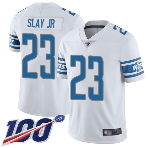 Lions #23 Darius Slay Jr White Men's Stitched Football 100th Season Vapor Limited Jersey