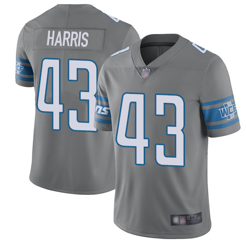 Lions #43 Will Harris Gray Men's Stitched Football Limited Rush Jersey