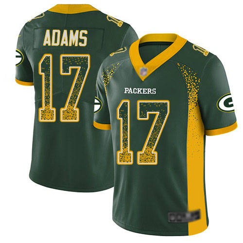Packers #17 Davante Adams Green Team Color Men's Stitched Football Limited Rush Drift Fashion Jersey
